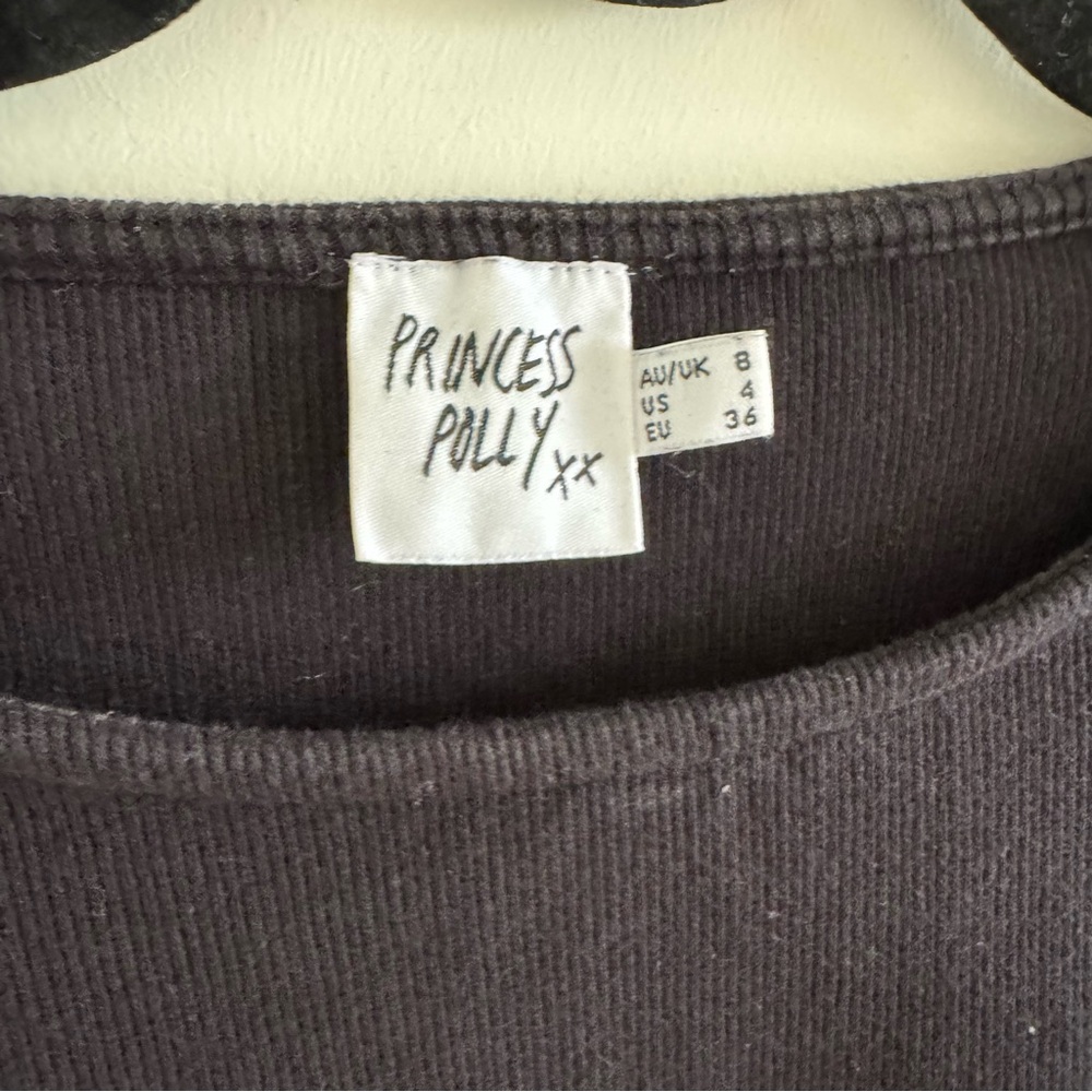 Princess Polly Black Ribbed Tee - Picture 3 of 3